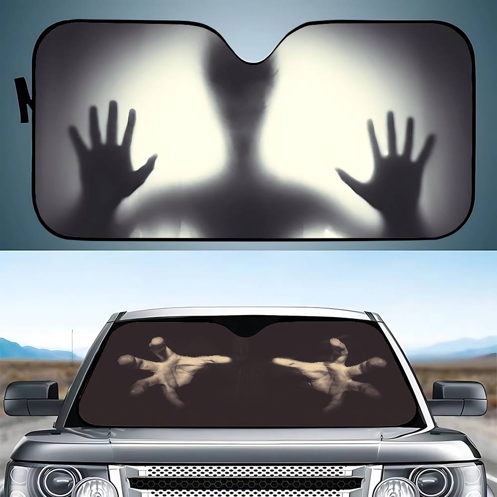 Windshield Sun Shade - Creepy Ghost Hand Light Car SunShade