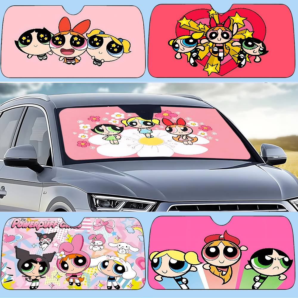 Windshield Sun Shade - Cute-P-pOwerPuff-G- Girls Stylish And Trendy Windshield
