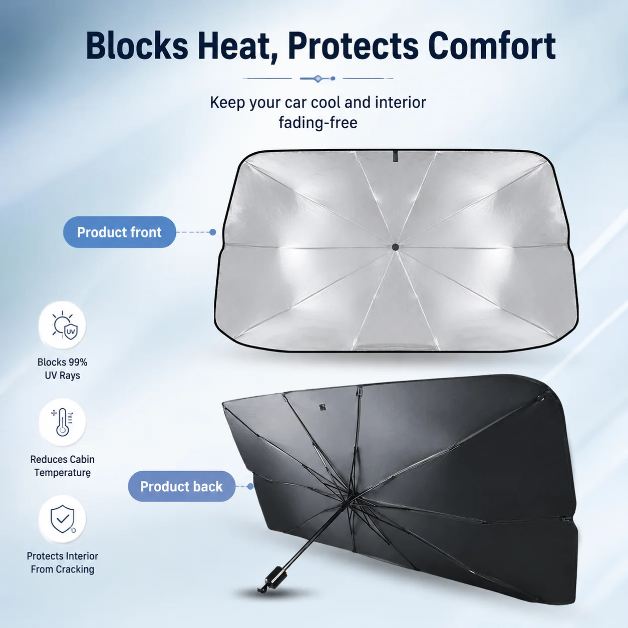 Windshield Sun Shade - 1PC Foldable Car Windshield Sunshade Umbrella