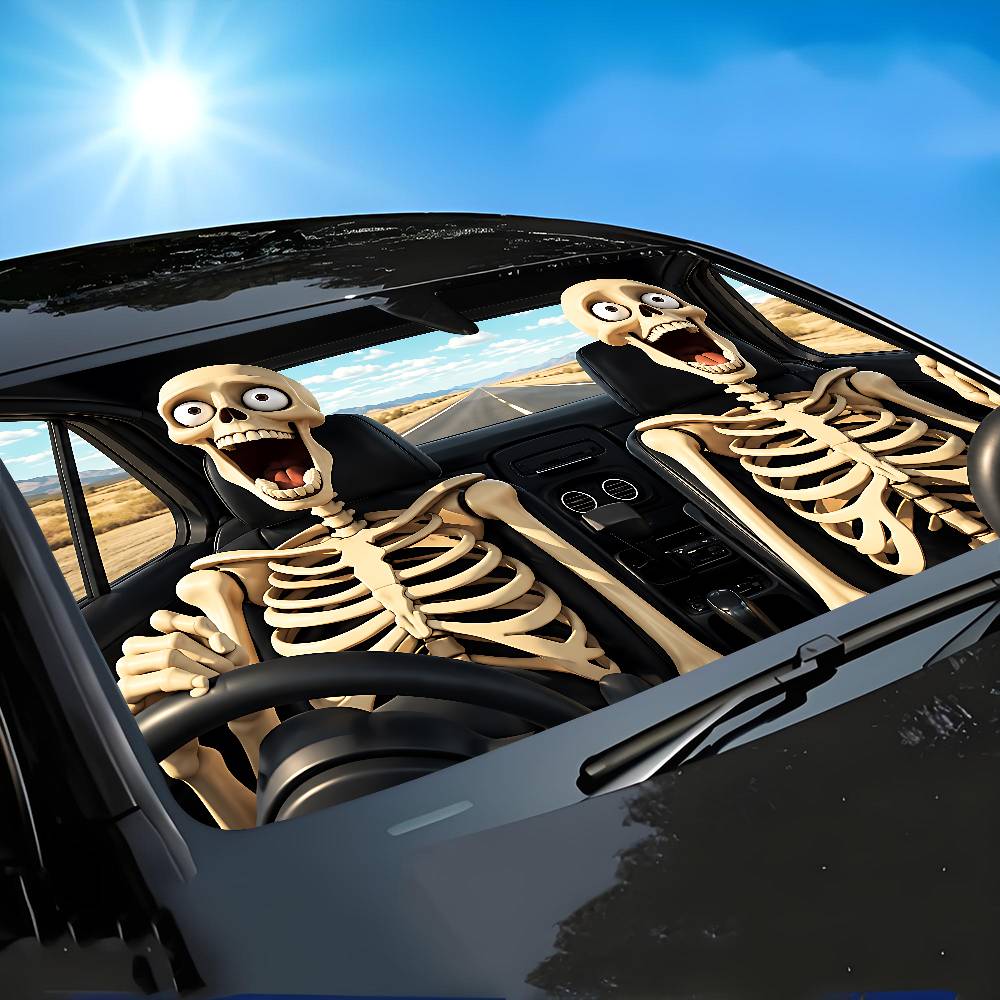 Skull Couple Driving Car SunSh - Windshield Sun Shade ulasan dan harga