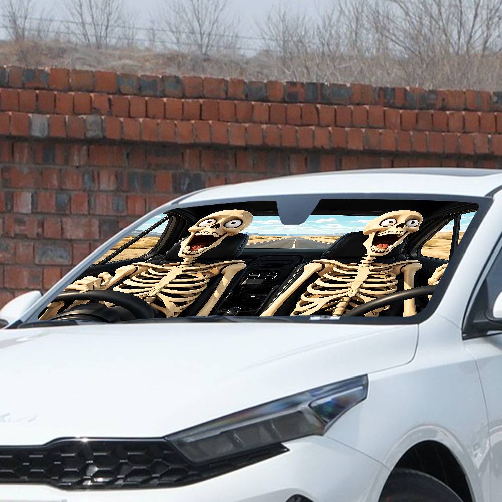 Skull Couple Driving Car SunSh - Windshield Sun Shade ulasan dan harga